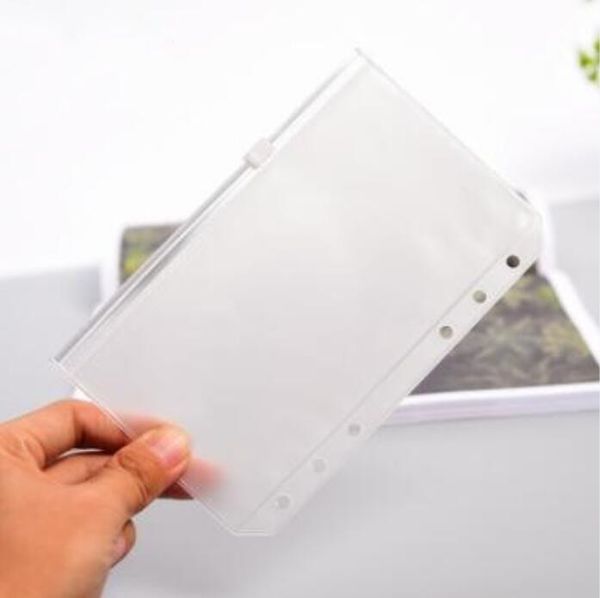 Plastic Loose-leaf Zipper Flanged Bags Pocket Card Ticket Storage Bag A6 Dhb2723