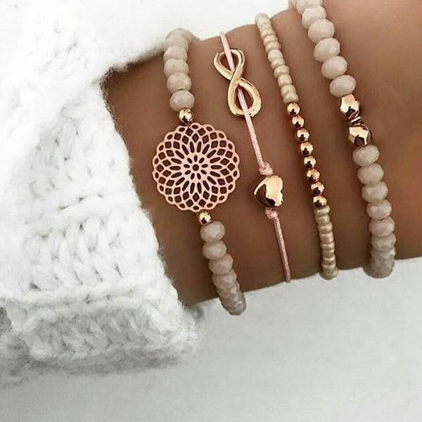 charm bracelets 4 pcs/set figure 8 round heart geometric beaded alloy bracelet set for women wedding party gift jewelry accessory, Golden;silver
charm bracelets 4 pcs/set figure 8 round heart geometric beaded alloy bracelet set for women wedding party gift jewelry accessory, Golden;silver