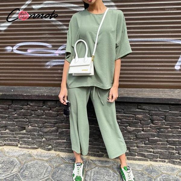 conmoto solid casual short sleeve suit women's home trousers suit loose street style round neck women's two piece set 2020 new1, Gray
conmoto solid casual short sleeve suit women's home trousers suit loose street style round neck women's two piece set 2020 new1, Gray