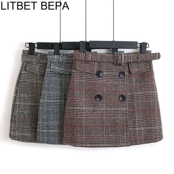 new women woolen mini skirt autumn winter straight plaid with belt buttons elegant skater skirt high waist femininas sk5581 201109, Black
new women woolen mini skirt autumn winter straight plaid with belt buttons elegant skater skirt high waist femininas sk5581 201109, Black