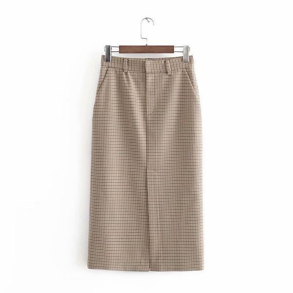 women elegant houndstooth plaid midi skirt zipper fly pockets split checkered female office wear chic skirts, Black
women elegant houndstooth plaid midi skirt zipper fly pockets split checkered female office wear chic skirts, Black