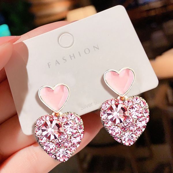925 silver sense of quality drop diamond pink love heart earrings 2020 new south korea elegant online influencer ear jewelry, Golden
925 silver sense of quality drop diamond pink love heart earrings 2020 new south korea elegant online influencer ear jewelry, Golden