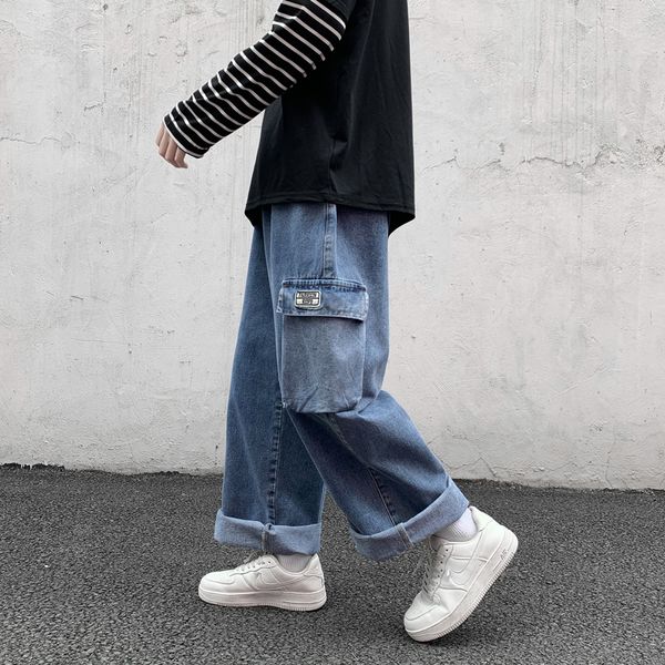 2021 new men's oversize woman solid color denim pants hip hop korean streetwear male jeans wovw, Blue
2021 new men's oversize woman solid color denim pants hip hop korean streetwear male jeans wovw, Blue