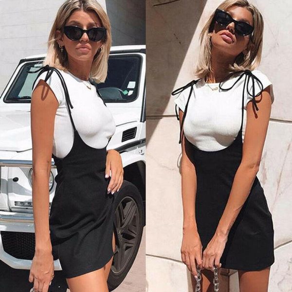 women black adjustable strap short dress with slit summer preppy sytle summer lace up mini dress suspender skater, Black;gray
women black adjustable strap short dress with slit summer preppy sytle summer lace up mini dress suspender skater, Black;gray