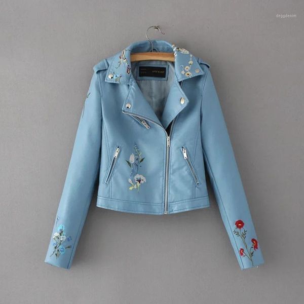 women's leather & faux fashion 2021 spring autumn women pu coat female zip slim embroidery flower jacket women's outerwear1, Black
women's leather & faux fashion 2021 spring autumn women pu coat female zip slim embroidery flower jacket women's outerwear1, Black