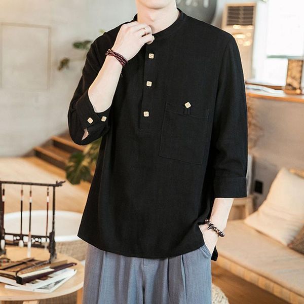 feitong mens spring and autumn loose fashion casual daily solid color 9-sleeve shirt, White;black
feitong mens spring and autumn loose fashion casual daily solid color 9-sleeve shirt, White;black