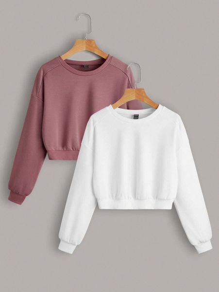 2pcs solid raglan sleeve sweatshirt l8ep#, White;black
2pcs solid raglan sleeve sweatshirt l8ep#, White;black