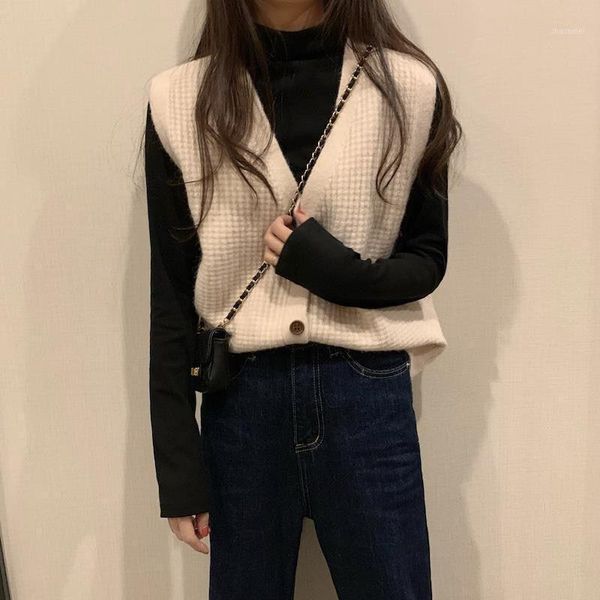 sweater vest women 2020 fall winter korean style vintage single breasted v neck sleeveless cardigan short knitted waistcoat t5471, Black;white
sweater vest women 2020 fall winter korean style vintage single breasted v neck sleeveless cardigan short knitted waistcoat t5471, Black;white