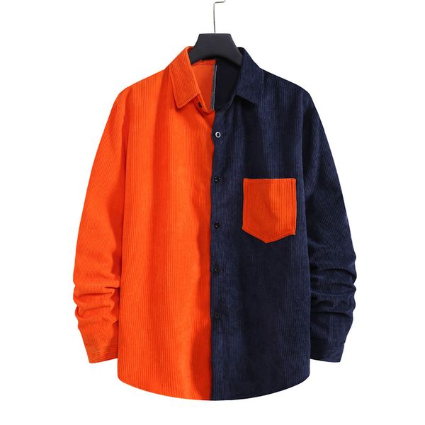 autumn and winter 2020 men's leisure fashion new corduroy color matching long sleeve shirt, White;black
autumn and winter 2020 men's leisure fashion new corduroy color matching long sleeve shirt, White;black