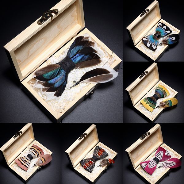 ricnais original birds feather bow tie natural hand made bowtie brooch wood gift box set for men business wedding accessories 201027, Blue;purple
ricnais original birds feather bow tie natural hand made bowtie brooch wood gift box set for men business wedding accessories 201027, Blue;purple