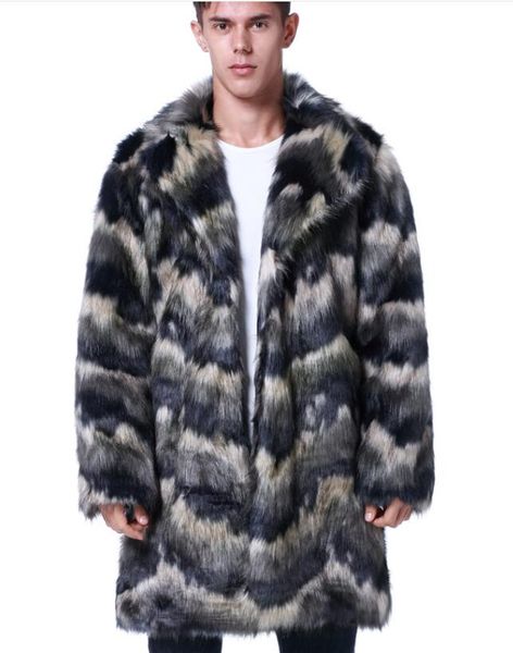 f0183 faux fur men's suit collar coat popular warm coat men's autumn and winter new long windbreaker, Black
f0183 faux fur men's suit collar coat popular warm coat men's autumn and winter new long windbreaker, Black