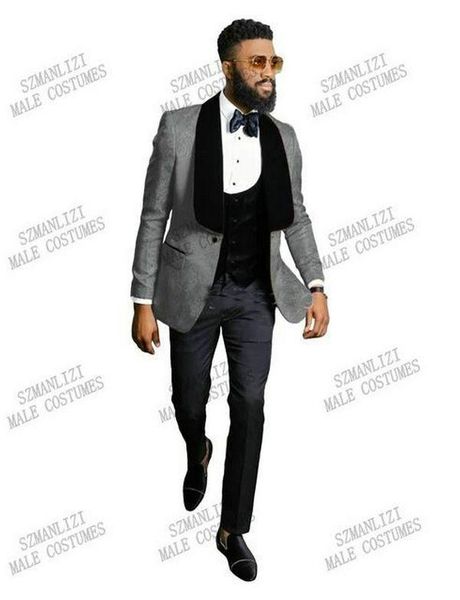 men's suits & blazers grey paisley floral jacket for men custom made terno slim fit groom 3 piece wedding mens suit tuxedo masculino, White;black
men's suits & blazers grey paisley floral jacket for men custom made terno slim fit groom 3 piece wedding mens suit tuxedo masculino, White;black