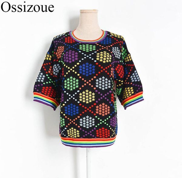 women's t-shirt runway 2021 sweater t shirt harajuku women knitted tees rainbow striped loose star tee colorful femme casual short slee, White
women's t-shirt runway 2021 sweater t shirt harajuku women knitted tees rainbow striped loose star tee colorful femme casual short slee, White
