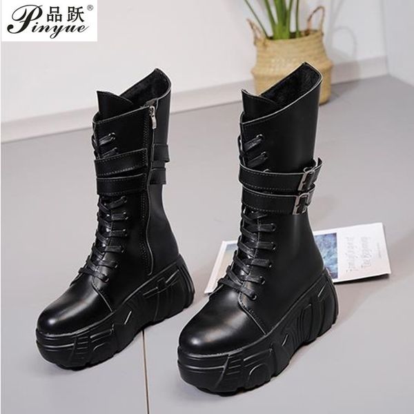 new winter black leather chunky platform boots women fashion cross strap wedges shoes woman buckle waterproof mid calf boot t200425
new winter black leather chunky platform boots women fashion cross strap wedges shoes woman buckle waterproof mid calf boot t200425