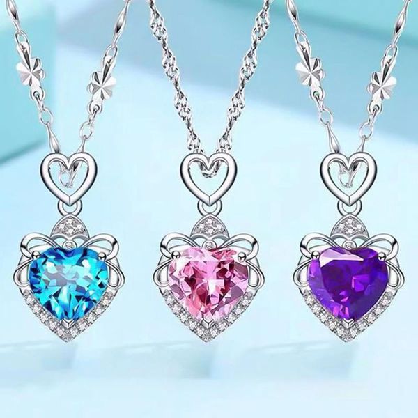 rhinestone inlaid blue pink purple crystal heart titanic clavicle chain necklaces & pendants for women fashion fine jewelry, Silver
rhinestone inlaid blue pink purple crystal heart titanic clavicle chain necklaces & pendants for women fashion fine jewelry, Silver