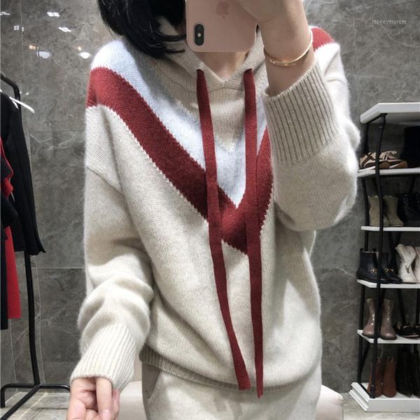 women's sweaters alkmene 2021 autumn and winter women's sweater long-sleeved hooded v-shaped contrast color loose thick large size, White;black
women's sweaters alkmene 2021 autumn and winter women's sweater long-sleeved hooded v-shaped contrast color loose thick large size, White;black