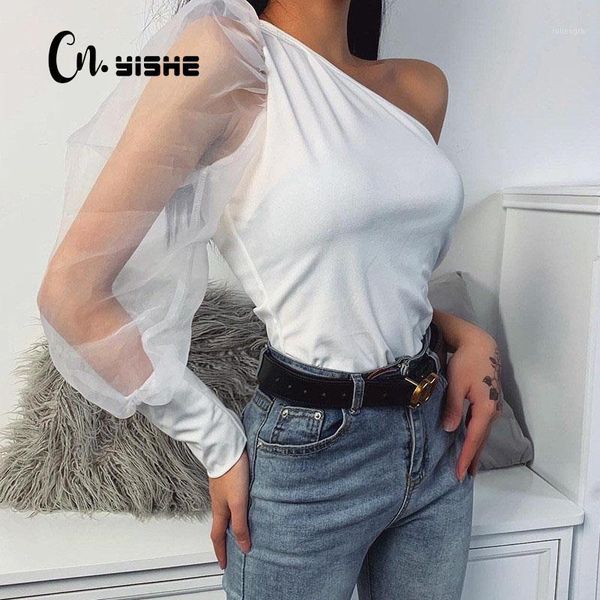 cnyishe casual one shoulder mesh puff sleeve women's t-shirts tee black white long sleeve t shirt office lady regular 1
cnyishe casual one shoulder mesh puff sleeve women's t-shirts tee black white long sleeve t shirt office lady regular 1