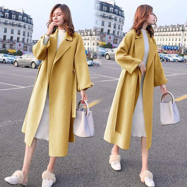 wool blends women's coats winter korean long elegant belted jackets solid color loose plus size coats female outerwear overcoat1, Black
wool blends women's coats winter korean long elegant belted jackets solid color loose plus size coats female outerwear overcoat1, Black