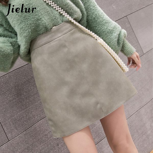 jielur leather skirt autumn winter new korean high waist mini skirt female 4 colors chic black saia a-line pu skirts women q1219
jielur leather skirt autumn winter new korean high waist mini skirt female 4 colors chic black saia a-line pu skirts women q1219