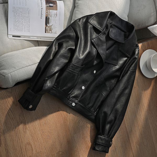 2021 new casual women plutonium soft autumn from leather jackets single-breasted ladies'basic women's jacket loose a6ia, Black
2021 new casual women plutonium soft autumn from leather jackets single-breasted ladies'basic women's jacket loose a6ia, Black
