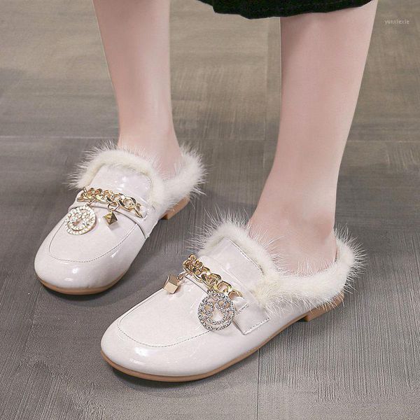 fashion fluffy fur pu leather slippers women fashion metal chain flat heel shoes woman autumn winter slip on slides mujer1, Black
fashion fluffy fur pu leather slippers women fashion metal chain flat heel shoes woman autumn winter slip on slides mujer1, Black