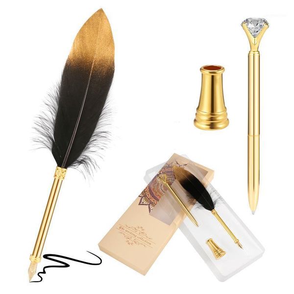 fountain pens 1 set english calligraphy feather dip pen writing stationery gift box big diamond crystal with holder wedding gift1
fountain pens 1 set english calligraphy feather dip pen writing stationery gift box big diamond crystal with holder wedding gift1