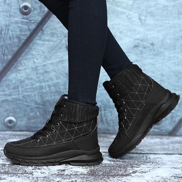 women's winter fluff lining cozy middle calf rubber sole lace-up cow leather casual shoes lace beigewomen's shoes snow boots, Black
women's winter fluff lining cozy middle calf rubber sole lace-up cow leather casual shoes lace beigewomen's shoes snow boots, Black