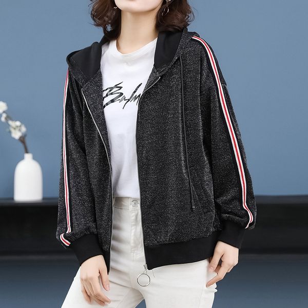 2020 spring and autumn new women's fashion versatile hooded women's loose show thin foreign style coat sweater sweater coat yvvcp, Black
2020 spring and autumn new women's fashion versatile hooded women's loose show thin foreign style coat sweater sweater coat yvvcp, Black