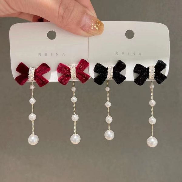 tik tok the same velvet bow charm temperament long pearl tassel earrings wear french stud earrings before and after, Golden
tik tok the same velvet bow charm temperament long pearl tassel earrings wear french stud earrings before and after, Golden
