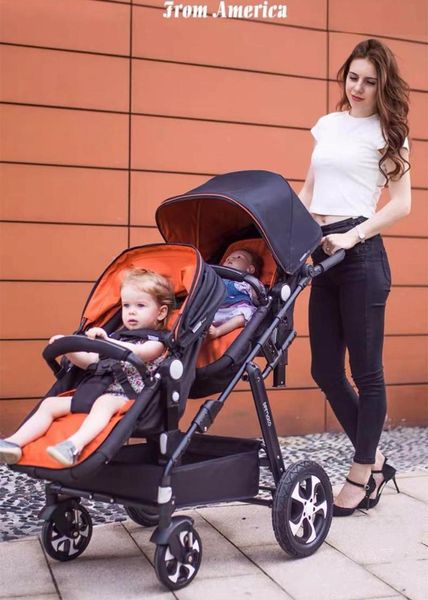 Twin Stroller High Landscape Dragon Phoenix Two Twin Stroller Can Sit And Lie In Front And Back One Click Quick Folding