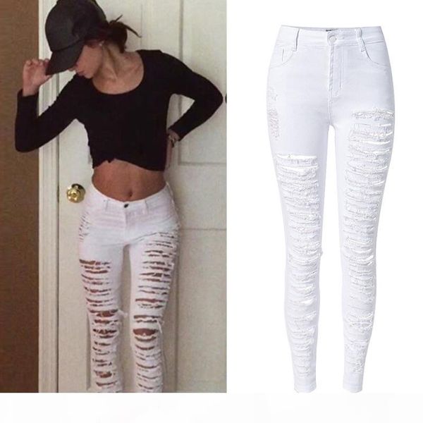 wholesale- plus size 44 womens high waist skinny ripped slim fit cut hole denim jeans white black stretchy denim pencil pants jeans, Blue
wholesale- plus size 44 womens high waist skinny ripped slim fit cut hole denim jeans white black stretchy denim pencil pants jeans, Blue
