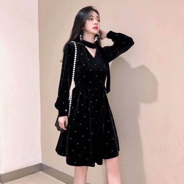 2021 new elegant black velvet long sleeve fairy women mini gothic winter one-piece dress ladies wedding party clothes 00dc, Black;gray
2021 new elegant black velvet long sleeve fairy women mini gothic winter one-piece dress ladies wedding party clothes 00dc, Black;gray
