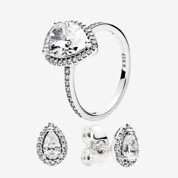 exquisite 925 silver teardrop ring and earring sets original box for pandora cz diamond women wedding jewelry tear drop ring stud earring, Slivery;golden
exquisite 925 silver teardrop ring and earring sets original box for pandora cz diamond women wedding jewelry tear drop ring stud earring, Slivery;golden