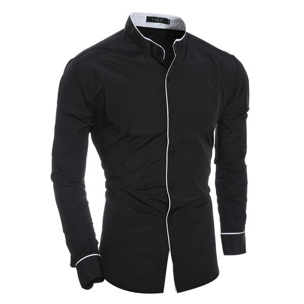 new autumn and winter long-sleeved shirts fashion personality contrast color edging men's casual all-match stand-up collar shirt, White;black
new autumn and winter long-sleeved shirts fashion personality contrast color edging men's casual all-match stand-up collar shirt, White;black