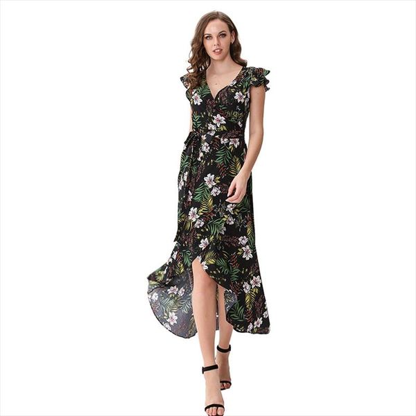 women dress floral printed bandage split flowy party dignified noble trend elegant summer long dress m30524, Black;gray
women dress floral printed bandage split flowy party dignified noble trend elegant summer long dress m30524, Black;gray