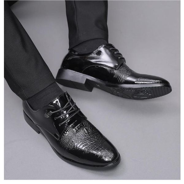 38~48 large sizes crocodile men patent leather dress wedding shoes italian mens pointed toe formal business office suit shoes, Black
38~48 large sizes crocodile men patent leather dress wedding shoes italian mens pointed toe formal business office suit shoes, Black
