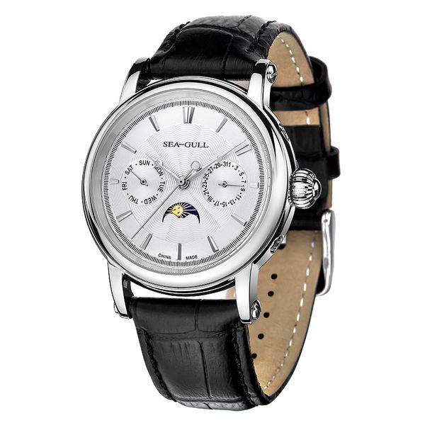 genuine seagull men men's mechanical wristwatches week calendar 30m waterproof leather valentine watches d0721s, Slivery;brown
genuine seagull men men's mechanical wristwatches week calendar 30m waterproof leather valentine watches d0721s, Slivery;brown