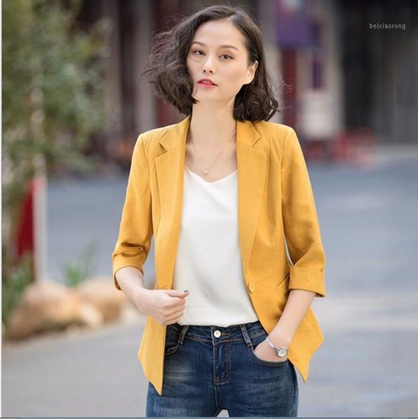 2018 fashion summer solid yellow cotton women's half sleeve jacket slim business office ladies formal blazer blazers1, White;black
2018 fashion summer solid yellow cotton women's half sleeve jacket slim business office ladies formal blazer blazers1, White;black