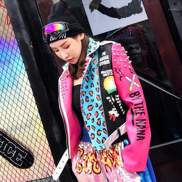 vefadisa women pink leopard pu jacket 2018 autumn rivet jacket letter printing short women pu leather e0301, Black
vefadisa women pink leopard pu jacket 2018 autumn rivet jacket letter printing short women pu leather e0301, Black