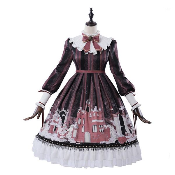 2018 new women autumn long sleeves printing ruffles cute bowknot kawaii sweet lolita dress wholesale, Black;red
2018 new women autumn long sleeves printing ruffles cute bowknot kawaii sweet lolita dress wholesale, Black;red