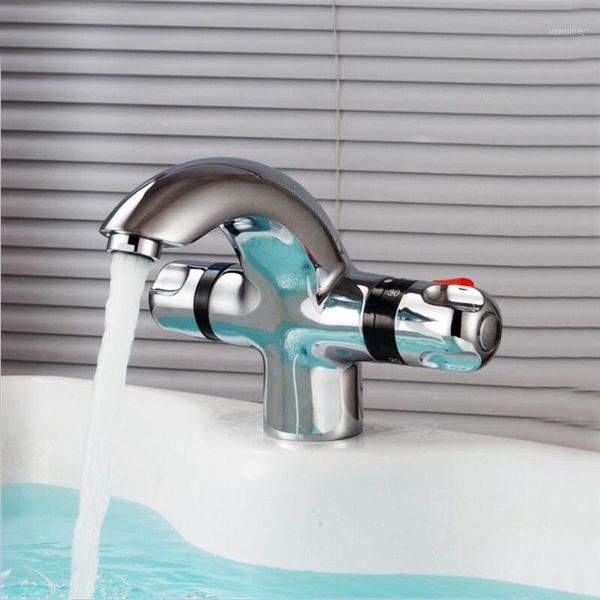 bathroom sink faucets chrome plated brass material deck munted thermostatic basin faucet1
bathroom sink faucets chrome plated brass material deck munted thermostatic basin faucet1