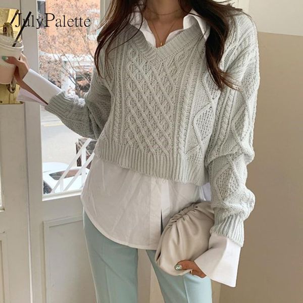 women's sweaters julypalette v-neck knitted women pullover sweater autumn winter long sleeve female solid grey ladies casual jumper 202, White;black
women's sweaters julypalette v-neck knitted women pullover sweater autumn winter long sleeve female solid grey ladies casual jumper 202, White;black