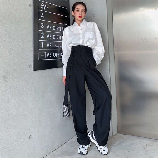 leg street wide high suit waist pants for women, handsome loose, slim, straight and vertical, casual floor dragging trousers, Black;gray
leg street wide high suit waist pants for women, handsome loose, slim, straight and vertical, casual floor dragging trousers, Black;gray