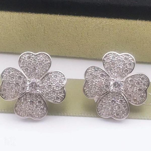 stud brand pure 925 sterling silver jewelry for women full diamond flower earrings luck clover design wedding party big cute size, Golden;silver
stud brand pure 925 sterling silver jewelry for women full diamond flower earrings luck clover design wedding party big cute size, Golden;silver