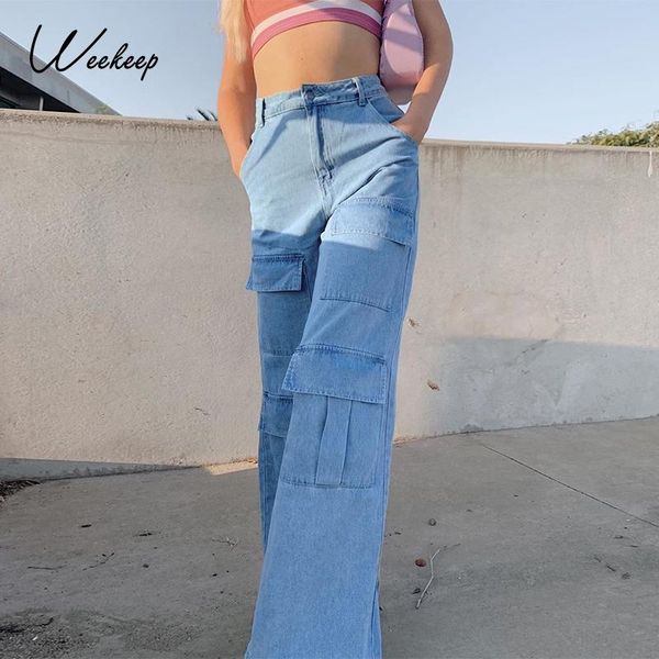 weekeep pockets patchwork streetwear straight jeans women high waist vintage loose denim trousers casual 100% cotton cargo pants, Blue
weekeep pockets patchwork streetwear straight jeans women high waist vintage loose denim trousers casual 100% cotton cargo pants, Blue