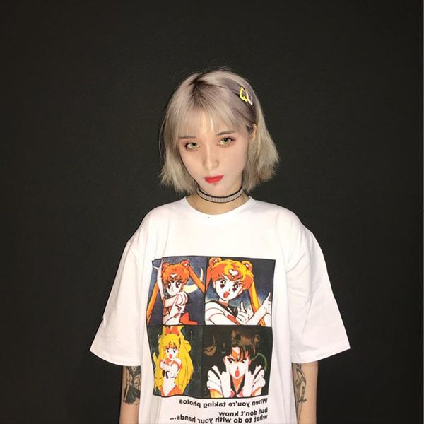 fashion harajuku stijl meisje t shirt sailor moon cartoon print leuke interessante kawaii losse vrouwen casual tee plus size, White
fashion harajuku stijl meisje t shirt sailor moon cartoon print leuke interessante kawaii losse vrouwen casual tee plus size, White