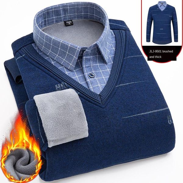 men's sweaters autumn/winter plush warm shirt fake two thick long-sleeved top, White;black
men's sweaters autumn/winter plush warm shirt fake two thick long-sleeved top, White;black