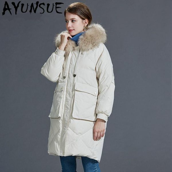 ayunsue women's down jacket natural raccoon fur collar hooded parkas woman white duck down jackets female coats abrigo mujer 865, Black
ayunsue women's down jacket natural raccoon fur collar hooded parkas woman white duck down jackets female coats abrigo mujer 865, Black