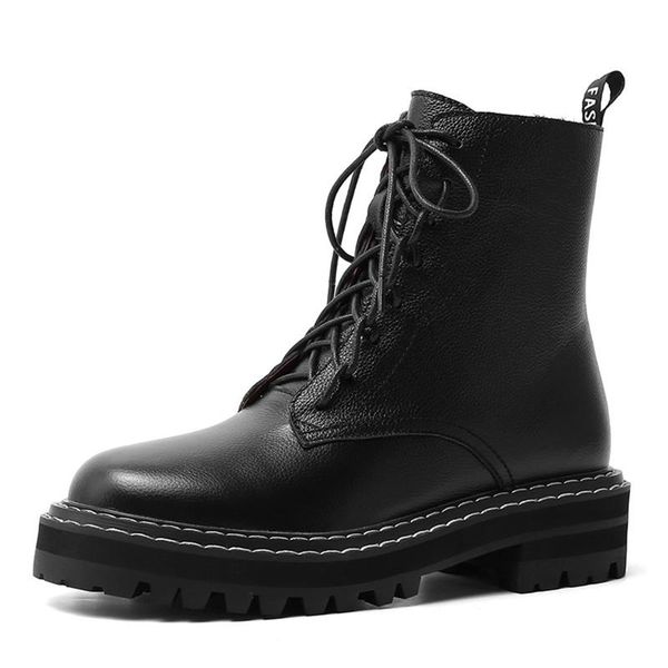 boots winter genuine leather motorcycle women zipper thick heels ankle lace up round toe shoes lady, Black
boots winter genuine leather motorcycle women zipper thick heels ankle lace up round toe shoes lady, Black