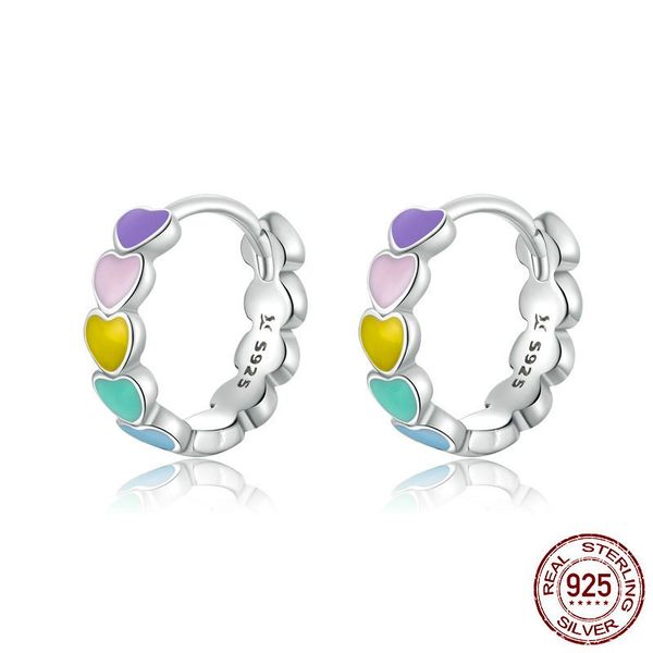 genuine 925 sterling silver rainbow color enamel heart hoop earrings for women 2020 new ear hoops female jewelry sce909, Golden;silver
genuine 925 sterling silver rainbow color enamel heart hoop earrings for women 2020 new ear hoops female jewelry sce909, Golden;silver